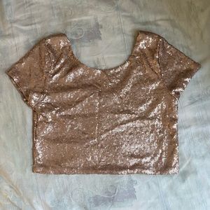 Gold sequin crop top